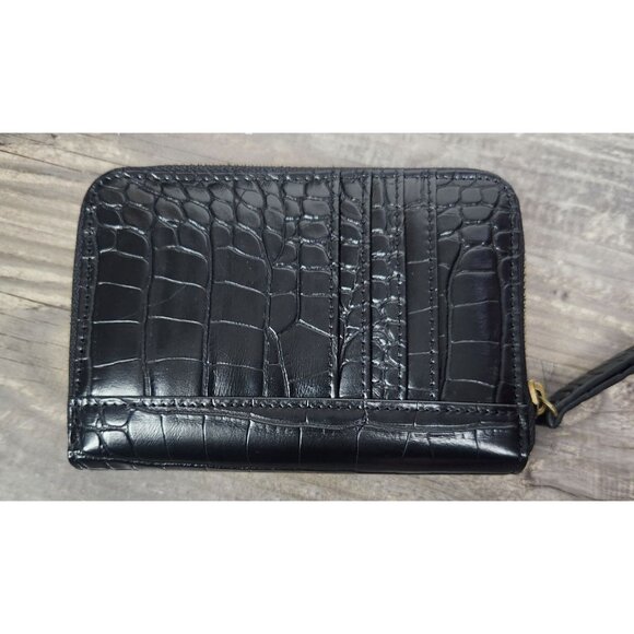 Kurt Geiger London Black Croc Print Eagle Zip Wallet - Picture 3 of 5